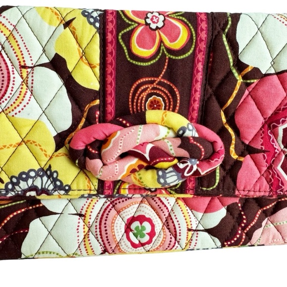 Vera Bradley NWOT KNOT JUST A CLUTCH Purse 12" Handle brown floral quilted boho - Picture 2 of 11